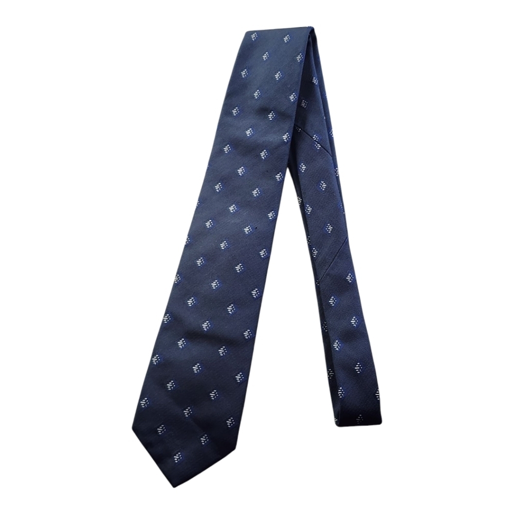 Vintage Polo Ralph Lauren Navy Geometric Silk Tie Made in USA Hand Sewn